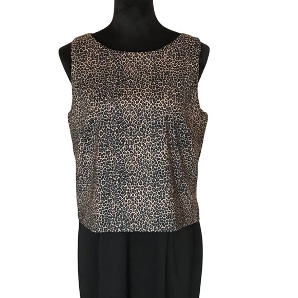 AGB Dress Leopard Print Blouson Dress: Vintage 70s Black White, Women's Size 12 - Picture 3 of 8